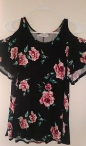 Floral Print Cold Shoulder Blouse